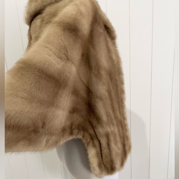 Vintage Mink  fur Shawl jacket vest size M Tan - Picture 7 of 14